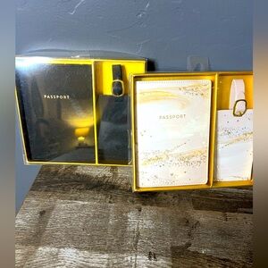 Elegant Passport Holder and Luggage Tag Set - Black and White